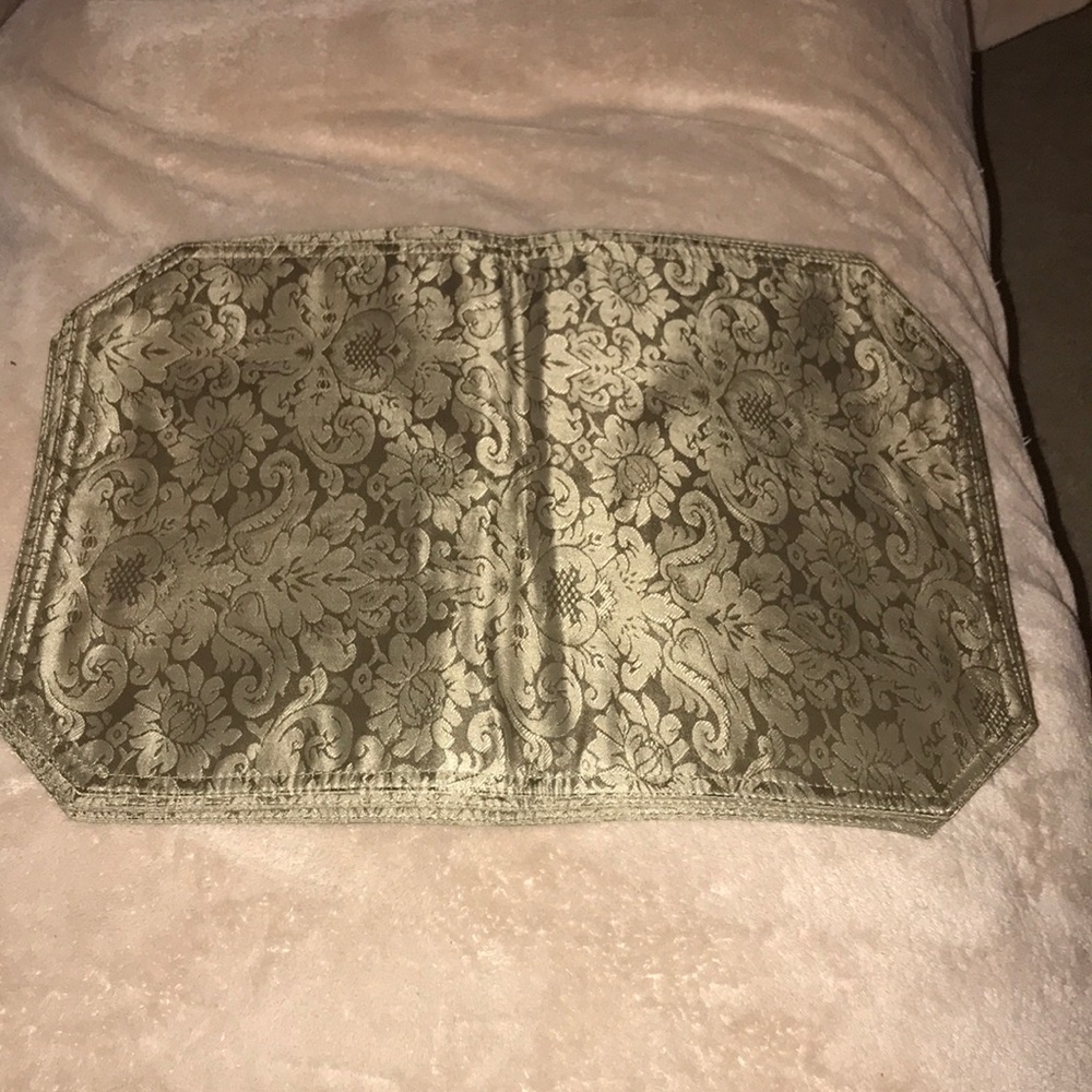 Vintage olive green/gold placemat